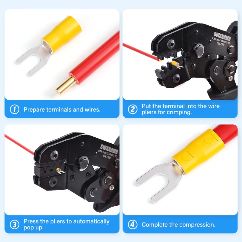TAILONZ PNEUMATIC 300 قطعة موصل سلك كهربائي معزول على شكل شوكة سباد U-Type AWG 22-16 16-14 12-10 - Image 4